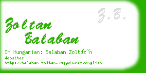 zoltan balaban business card